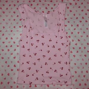 SKIMS Pink cherry print tank top and shorts set 🍒🌸